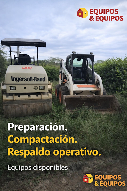 Rodillo y minicargador disponibles para preparación y compactación